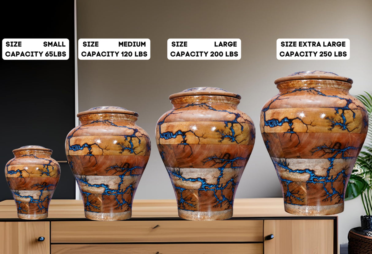 Generic Best Urn for Human Ashes Large Wooden urn for Cremation Adult urn Box for Ashes Personalized Wooden urn Burial urn for Funeral Wood Box (Large 200 lbs), Blue Resin, blueresin-01 Generic