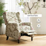 HULALA HOME Wingback Recliner Chairs Set of 2, Traditional Push Back Recliners with Solid Wood Legs, Modern Lounge Armchairs for Living Room, Comfy Upholstered Accent Reclining Chairs, Bird HULALA HOME