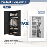 TIMELESS PIECES Metal Wardrobe Cabinets,Black Armoire Wardrobe Closet with Hanging Rod,Clothes Storage Cabinet with Adjustable Shelves and Doors,Clothing Cabinet for Bedroom, Office, Laundry Room TIMELESS PIECES