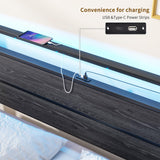 Queen Bed Frame,Queen Size Metal Platform Bed Frame with Storage & LED Light Headboard and USB Charging Station,No Box Spring Needed,Heavy Duty Metal Slats,Noise Free,Black BOFENG
