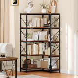 YITAHOME Corner Bookshelf, Industrial Corner Shelf 5 Tier Bookcase, Large Display Rack Storage for Bedroom, Living Room, Home Office,Rustic Brown YITAHOME
