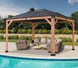 ABCCANOPY Wood Gazebo 11x13 - Outdoor Patio Wooden Gazebo with Hardtop Metal Roof for Garden, Backyard and Deck (Single Roof) ABCCANOPY