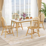 Safeplus 18" Oak Dining Chairs Set of 4, Wood Windsor Chair with Spindle Back for Country Farmhouse Kitchen Island Safeplus