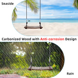 PELLOR Wood Swing Seat, Carbonized Hanging Wood Tree Swing for Adult Kids Children Anticorrosive & 100% Waterproof Wooden Swing Set 440lbs Load Indoor Outdoor Backyard Play PELLOR