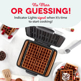 DASH No-Drip Waffle Maker - Four Waffle Molds, Nonstick Waffle Iron with Quick Heat-Up, Nonstick Surface - Perfect Waffle Maker for Kids and Families, Just Add Batter DASH