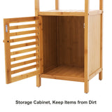 SONGMICS Bamboo Bathroom Storage Floor Cabinet, 4 Tiers Multifunctional Floor Shelving Unit, Free Standing Tower Corner Rack, Natural UBCB50Y SONGMICS