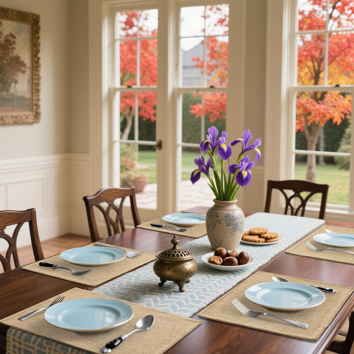 Homaxy Cloths Placemats for Dining Table Set of 6, Heat Resistant Washable Cotton Linen Blend Table Mats, Easy to Clean Place Mats for Indoor Outdoor Party Kitchen Decoration, 13" x 19", Flaxen Homaxy