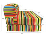 D&D Futon Furniture Multi-Color Striped Sleeper Chair Folding Foam Bed 70x32x6, Studio Guest Foldable Chair Bed, Sofa, Couch, High Density Foam 1.8 Pounds D&D Futon Furniture