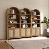 SICOTAS Book Shelf Arched Cabinet Bookshelf Arch 84.2" Tall Bookcase 5 Tier Large Bookshelves with Doors Storage Rattan Boho Wide Book Shelves Case for Living Room Kitchen Office Bedroom Library SICOTAS