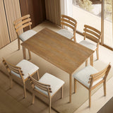 Modern Dining Table Set for 4, Wooden Farmhouse Dining Roon Table and Solid Wood Chairs, 7-Piece Dining Set for Home, Kitchen, Dining Room, 6 Upholstered Chairs, Solid Wood Legs SIMTONAL