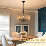 Bagood 5-Light Large Boho Rattan Pendant Lighting with Hand Woven Wicker Shade 19.7" Wicker Light Fixture Farmhouse Rattan Chandelier Drum Pendant Light Fixture for Dining Room Living Room Kitchen Bagood