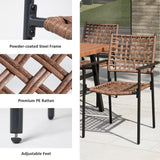 LAUSAINT HOME Outdoor Patio Dining Set 7 Pieces, Outdoor Rattan Dining Table and Chairs Set with Metal Table and Umbrella Hole, Patio Furniture Sets for Garden Backyard Deck Balcony LAUSAINT HOME