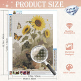 Rustic Style Diamond Art Painting Kits for Adults - Sunflowers Full RoundDrill Diamond Dots Paintings for Beginners, 5D Paint by Numbers Gem Art Painting Kits DIY Crafts Kits 12x16 Inch Asddage