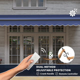 Outsunny 15' x 10' Electric Retractable Awning, Aluminum Frame Motorized Patio Awning with Remote Controller, UV30+ Protection Sun Shade Canopy for Door Window Garden Deck, Dark Blue Outsunny