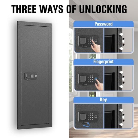 INTERGREAT [2024 NEW] 53" Wall Gun Safe, Gun Safes for Rifles and Pistols with Adjustable Rack, Fireproof In Wall Gun Safe Between Stud, 4 Rifle Safe with 3 Removable Shelf(Black) INTERGREAT