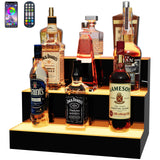 MESAlLUP 16 Inch 3 Tier LED Lighted Liquor Bottle Display Shelf with Remote Control, Detachable Multi Color Lighting Bar Accessories for Home, Party & Commercial Use MESAILUP