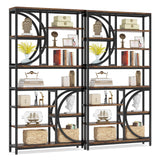 Tribesigns Industrial 8-Tier Etagere Bookshelf – 77-Inch Tall Open Display Unit in Brown/Black Tribesigns
