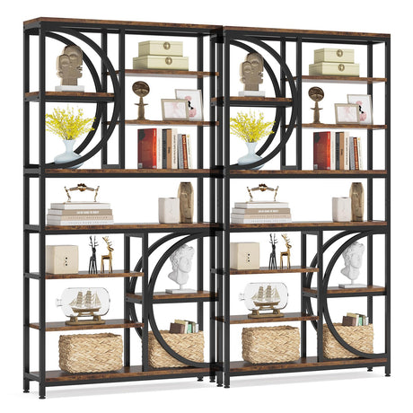 Tribesigns Industrial 8-Tier Etagere Bookshelf – 77-Inch Tall Open Display Unit in Brown/Black Tribesigns