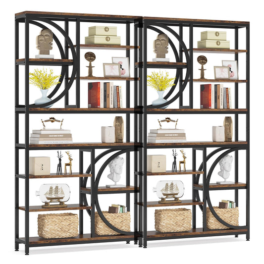 Tribesigns Industrial 8-Tier Etagere Bookshelf – 77-Inch Tall Open Display Unit in Brown/Black - WoodArtSupply