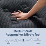 OhGeni 14 Inch Cooling Queen Size Mattress, Hybrid Gel-infused Memory Foam Bed Mattresses in a Box, Medium Feel Cool Top Fabric,Individual Pocket Spring, 3-Zone design & Reinforced Edge Support, Black OhGeni