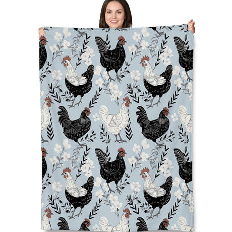 Turamurra Farmhouse Chicken Blanket Gifts - Vintage Rooster Cozy Fleece Throw Blankets - Perfect for Farmhouse Decor, Country Homes, and Chicken Lovers - 50x60 Inches Turamurra
