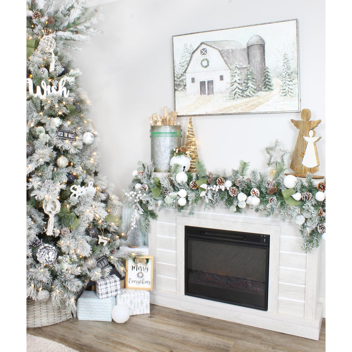 AuldHome Wood Enamel Nesting Angel Statue; Primitive Farmhouse Christmas Decor Figurine AuldHome Design