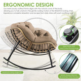 RADIATA Rocking Egg Chair with Thicken Cushion, Indoor Outdoor Oversized Rocker Lounge Chair, Water Resistant Cushion Cover, Metal Frame 450 lbs Weight Capacity, for Patio, Porch, Garden, Bedroom RADIATA