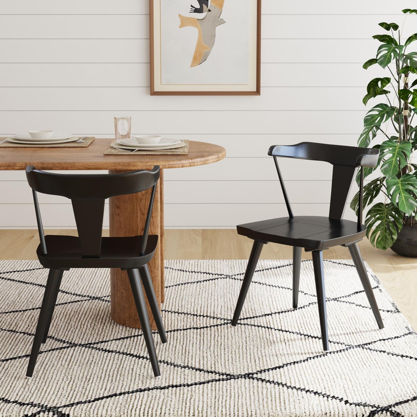 East at Main Aero Set of 2 Wishbone Black Solid Rubberwood Dining Chairs, Traditional Handcrafted Wishbone Dining Chair(21x20x31), Sustainable & - WoodArtSupply