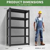 VIYET 72" H Garage Shelving, Garage Shelves Heavy Duty, 5 Tier Adjustable Garage Storage Shelves for Warehouse, Basement, Workshop, Kitchen, Require Assembly, 16''D*36''W*72''H, Black VIYET