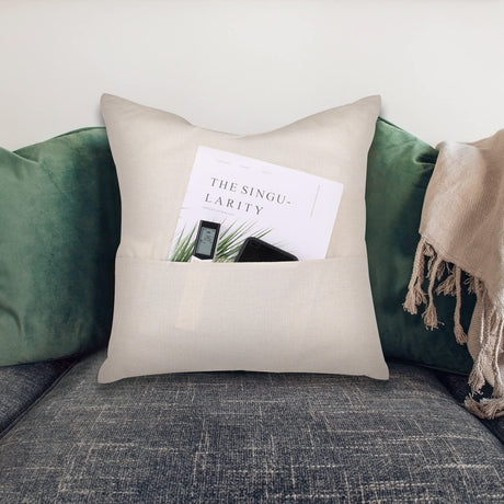 TopTie Sublimation Pocket Pillow Cases for Books Stuff Storage, 16 x 16 Inches Linen Blank Pillow Covers TopTie