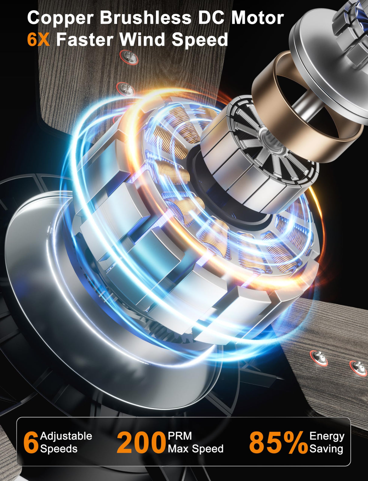 Ohniyou Ceiling Fans with Lights, 52'' Low Profile Ceiling Fan with Light and Remote/APP Control, Modern Flush Mount Ceiling Fan for Indoor Bedroom Living Room, Dimmable, Qiuet DC Motor, Black Ohniyou