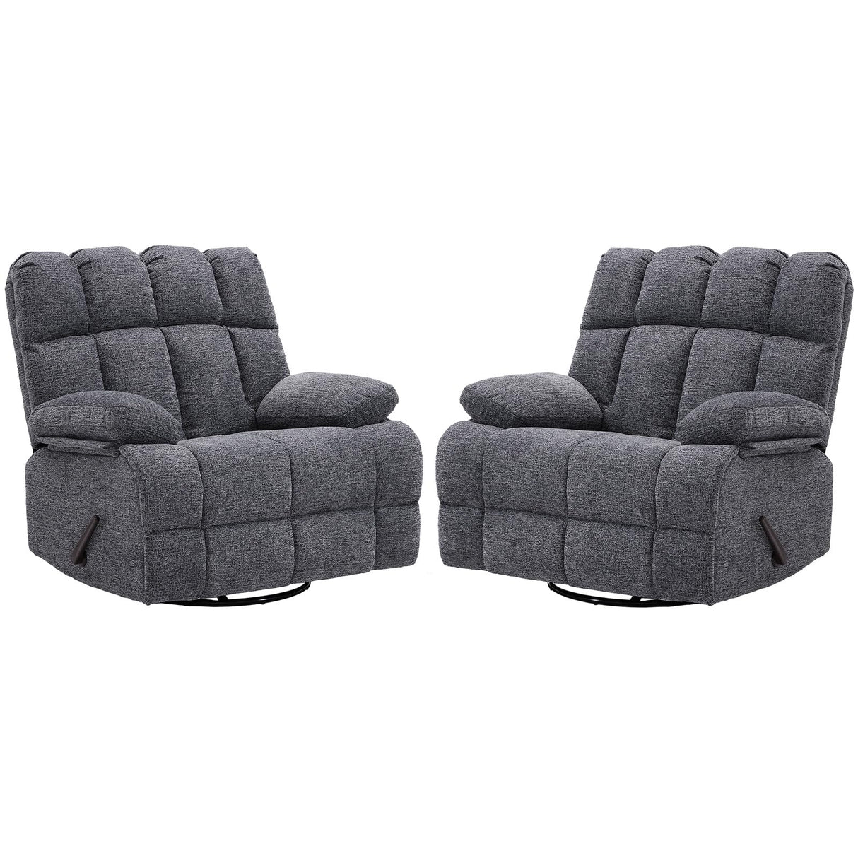Eiayeebil Oversized Swivel Rocker Recliner Chair Set of 2 for Adult, Rock Recliner for Big Man, Extra Wide Manual Recliners, Overstuffed Soft Rocking Sofa Chair,Light Grey Eiayeebil