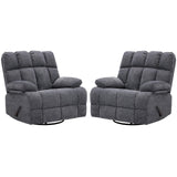 Eiayeebil Oversized Swivel Rocker Recliner Chair Set of 2 for Adult, Rock Recliner for Big Man, Extra Wide Manual Recliners, Overstuffed Soft Rocking Sofa Chair,Light Grey Eiayeebil