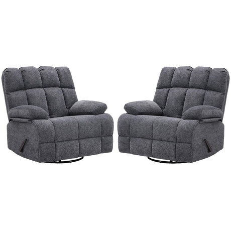Eiayeebil Oversized Swivel Rocker Recliner Chair Set of 2 for Adult, Rock Recliner for Big Man, Extra Wide Manual Recliners, Overstuffed Soft Rocking Sofa Chair,Light Grey Eiayeebil