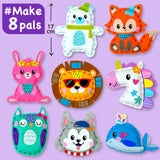 EZCRA Sewing Kit for Kids - 8-in-1 Kids Sewing Kit - Easy to Do Craft Kits for Ages 4-8 - Sewing Crafts - Extra Felt Stickers for Decoration - No Mess with Full Instructions EZCRA