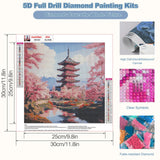 CEOVR Japan Chureito Pagoda Mt.Fuji Diamond Painting Kits, Cherry Blossoms Scenery Diamond Art Dots for Adult Beginner, 5D Full Drill DIY Crystal Gem Art, Wall Decor for Home Office 12x12in CEOVR