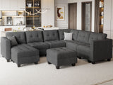 Belffin Modular Sectional Sofa Set with Ottomans Oversized U Shaped Sofa Set with Storage Seat Modular Sofa Couch with Reversible Chaises Modern Fabric Dark Grey Belffin