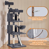 Yaheetech 68.5in Cat Tree Multi-Level Cat Tower with Large Cat Condo＆Cozy Perches Stable Pet Play House w/Sisal-Covered Scratching Posts＆Board for Indoor Cats, Dark Gray Yaheetech