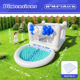 iLink-outer White Bounce House with Ball Pit for Kids 3-6 Indoor White Bouncy Castle with Blower PVC Waterproof Materials Outdoor Toddler Toys Include Electric Pump iLink-outer