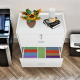 YORKING Wood Lateral File Cabinet with Lock, Storage Filing Cabinet with Full Extension Lockable Drawer Fits A4/Letter/Legal Size File Cabinets for Home Office Organizer, White, 2 Drawers YORKING