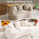 68.5" Loveseat Sofa for Living Room, Modern Luxury Plush Chenille Extra Deep Seat Curved Cloud Floor Couch with 3 Throw Pillows for Small Spaces, No Assembly Needed, Light Brown DAMAIFROM