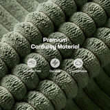 Marsail Futon Sofa Bed, Futon Couch with Adjustable Backrest & Armrests, Convertible Small Sleeper Sofa Bed for Small Apartments, Study Room, Office, Corduroy Loveseat, Green Marsail