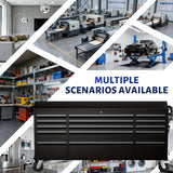 CHETTO C 72-inch Rolling Tool Chest Cabinet Mobile Workbench with 15 Storage Drawers and Wheels, Outlet Black Tool Box for Garage CHETTO C