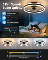 KDG 15.8" Low Profile LED Ceiling Fans with Light, Reversible Flush Mount with Remote and 6 Winds Speeds Fan Lighting, 3 Colors Dimmable for Bedroom, Living Room, Kids, Dinning Room, Kitchen (Black) KDG