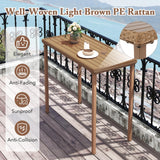 Tangkula Patio Bar Table, Heavy Duty Rectangle Metal Frame 48 Inches Outdoor Counter Height Table, for Backyard, Poolside, Balcony, Lawn Tangkula