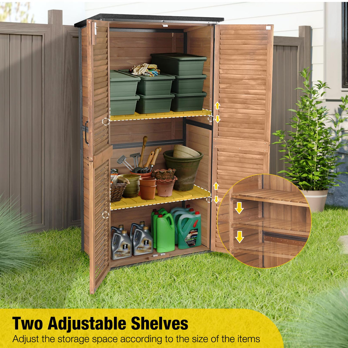 Aivituvin Outdoor Storage Shed with Floor - Strong Metal Frame, Adjustable Shelves, Ventilated Blinds - Ideal for Garden Tools & Outdoor Storage Cabinets Waterproof - Best in Sheds & Outdoor Storage Aivituvin