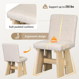 THINK 30 Modern 7-Piece Dining Table Set with 6 Upholstered Dining Chairs, Natural THINK 30