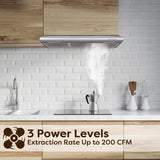 CIARRA Range Hood 30 inch Under Cabinet Ductless Vent Hood for Kitchen Stove Hood with 3 Speed Exhaust Fan in Stainless Steel CIARRA