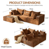 108” Modular Sectional Sofa, Boneless Cloud Couch with Oversized Chaise and Deep Seat, Comfortable High-Density Memory Foam Sectional Couches for Living Room, Bedroom, No Assembly Required (Brown) HUGROVE