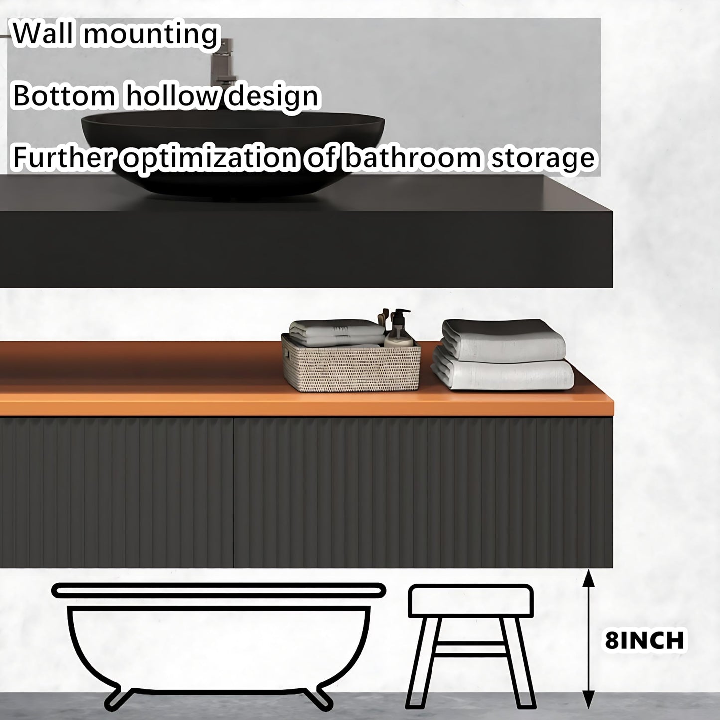 ZGNBSD Bathroom Vanity with Sink - Floating Bathroom Vanity Increases Makeup Area | Modern Solid Wood Bathroom Vanity Ideas | Wall Mounted (D, 60")